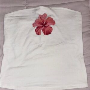 Wild Fable White Tube Top with Pink Floral Design